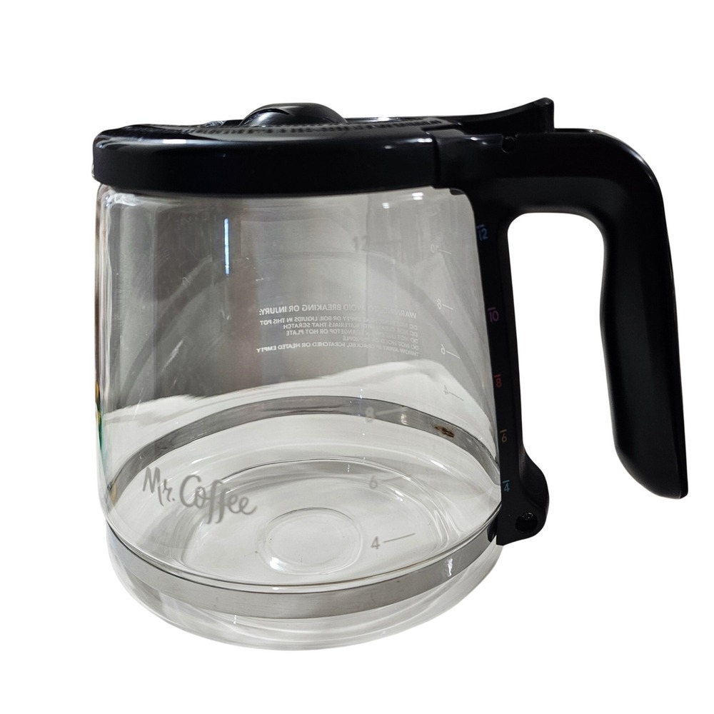 Mr. Coffee 12 Cup Replacement Glass Carafe Black Handle and Lid Clear Pot